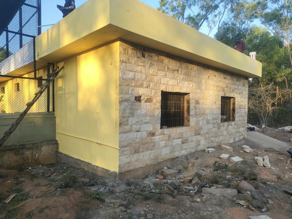 Stone clad service building at the safari